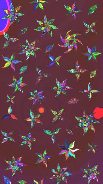 Kahverengi ve yeşil renkli çiçekler. Küçük çiçekteki sevimli çiçek deseni. Raster illüstrasyonu.