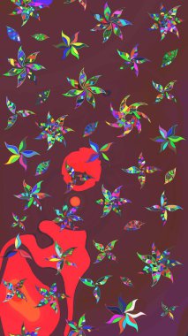 Kıvırcık, parlak örgü. Eski moda arka plan. Raster illüstrasyonu. Çiçek çelengi. Desen, çizim, çiçek sınırı. Güzel, pürüzsüz kumaş, tuval..