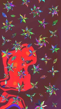 Motley illüstrasyonu. Küçük çiçekte güzel bir desen. Moda baskıları için zarif bir şablon. Küçük renkli çiçekler. Çiçekli bahar çiçekleri.