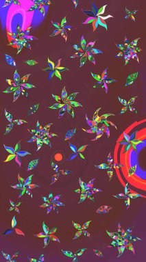 Çiçek desenli eskiz, yaz çiçekleri. Düz Çiçek Elementleri Tasarımı. Kahverengi ve yeşil renkli çiçekler. Renkli Bahar Teması çizim şablonu.