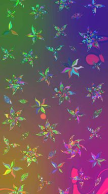 Raster çiçek desenli çiçek deseni, yapraklar, dekoratif elementler, sıçrama, lekeler, el çizimi kontur çizgileri ve Doodle çizim stili, grafik raster çizim çizimi.