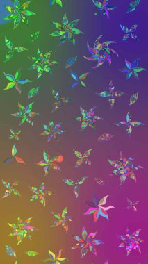 Çiçekli ipek eşarp. El çizimi çiçek unsurları olan soyut çizim raster deseni. Retro tekstil tasarım koleksiyonu. 1950-1960 motifleri. Mor ve yeşil, mor ve yeşil.