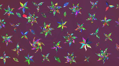 Küçük çiçekli yay deseni çiz. Raster illüstrasyonu. Suluboya tarzında kahverengi ve mor renkler üzerine.