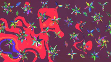 Çiçekli eskiz arkaplanı. Çocuk stili. Renkli Bahar Teması eskiz kalıbı. Düz Çiçek Elementleri Tasarımı.