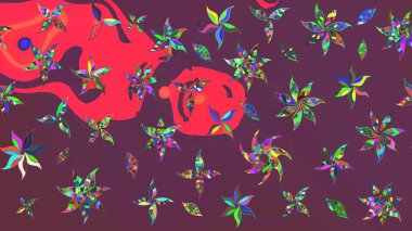 Çiçek ve yapraklı çiçek deseni. Küçük çiçekli şirin bir desen. Raster illüstrasyonu.