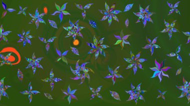 Robot resim. Moda baskıları için zarif bir şablon. Motley illüstrasyonu. Çiçekli yaz çiçekleri. Küçük renkli çiçekler. Küçük çiçekte şirin desenler.