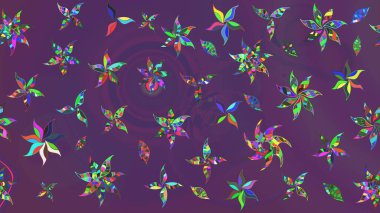 Renkli Bahar Teması eskiz kalıbı. Çiçekli çizim şekli. Mor ve mor renkli çiçekler. Düz Çiçek Elementleri Tasarımı.