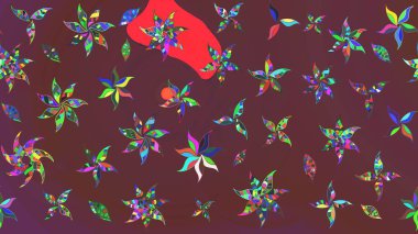 Poster ya da kapak için arka plan. Yapraklı çizim şekli. Şirin, zarif çiçekler Raster illüstrasyonu. Davetiye ve kartpostal tasarımı için dekoratif çiçek unsurları. Tekstil için figür.