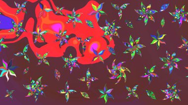 Raster çiçek desenleri çiziyor. Vadinin çiçekleri kahverengi ve kırmızı renklerde.