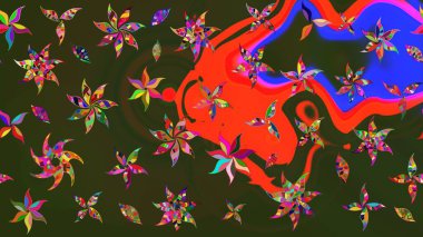 Gri ve yeşil renkli bitkilerden oluşan parlak bir halı ile çizim deseni.