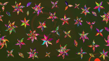 Klasik taslak çizimi. Çiçek yeşili ve gri çizim deseni. Raster çiçek izi..