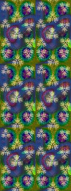 Küçük çiçekli basit bir çiçek çizimi. Moda baskısı, albüm, ambalaj kağıdı ve duvar kağıdı için zarif dekoratif süslemeler. Raster illüstrasyonu. Yeşil ve mavi renkte şirin çiçekler..