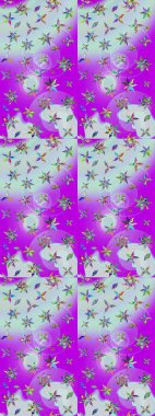 Raster illüstrasyonundaki çiçek desenli çizim. Tarafsız ve mor renkte çiçekler.