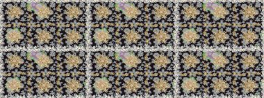 El yapımı dekoratif çerçeve, albüm kapağı, tebrik kartı, klasik Art deco tarzı. Altın karalama fantezi yapraklarından Raster soyut çiçek çelengi ve gri ve nötr renklerde çiçek..