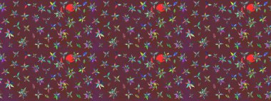 Arkaplan dokusu, duvar kağıdı, kahverengi ve yeşil renkli çiçek teması. Soyut etnik raster çizim kalıbı. Kabile sanatı boho baskısı, klasik çiçek arkaplanı.