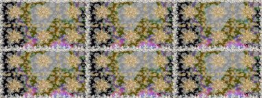 Çiçek süsü kumaş deseni, cam, çiçek desenli metal gri ve nötr renklerde altın elementler. Klasik raster altın pürüzsüz desen.