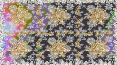 Geleneksel oryantasyon süsü. Klasik raster sarısı, kusursuz desen. Klasik klasik klasik arka plan. Gri ve nötr renklerde altın elementlerle kusursuz desen.