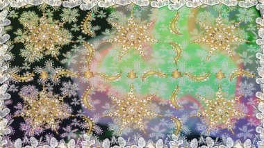 Kusursuz altın desen. Tarafsız ve gri renklerde altın elementlerle kusursuz desen. Raster doğulu süsü.