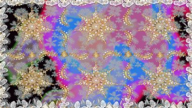 Damask arkaplanı tekerrür ediyor. Antika altın tekrarlanabilir duvar kağıdı. Barok tarzında altın çiçek süsü. Tarafsız ve gri renkler üzerine altın element.