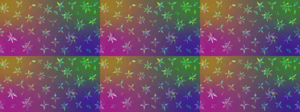 Hediye ambalaj kağıdı, tebrik kartları, posterler ve pankart tasarımı. Mor ve yeşil renkli çiçekler. Raster düz çiçek çizim deseni.