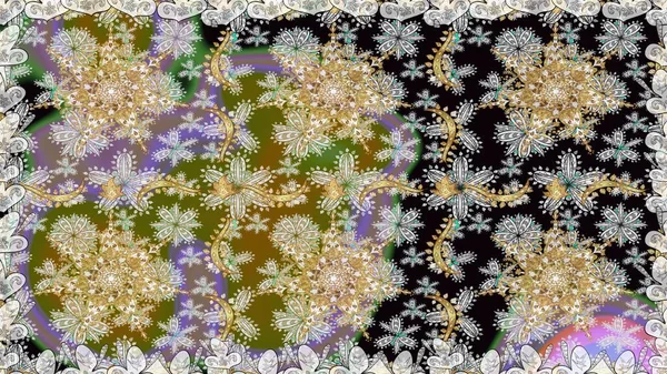 Kış kar dokusu duvar kağıdı. Noel altın kar tanesi kusursuz desen. Sembol bayramı, yeni yıl kutlamaları, altın desenler. Gri ve nötr renklerde altın kar taneleri.