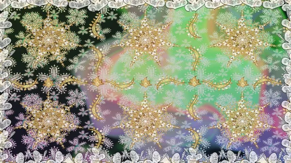 Kusursuz altın desen. Tarafsız ve gri renklerde altın elementlerle kusursuz desen. Raster doğulu süsü.