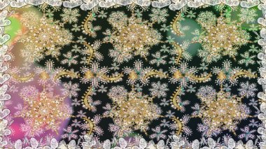 Kusursuz raster arka plan. Çiçek deseni. Şık bir grafik desen. Duvar kâğıdı barok, İspanyol kumaşı. Gri ve nötr renklerdeki altın elementler.