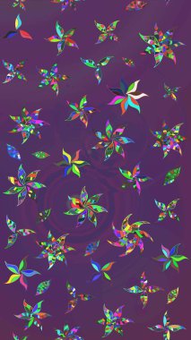 Raster illüstrasyonundaki çiçek desenli çizim. Mor ve mor renkte çiçekler.