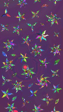 Küçük çiçekli yay deseni çiz. Suluboya tarzında mor ve mor renklerde. Raster illüstrasyonu.