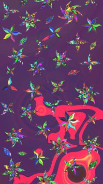 Raster Çiçek İllüstrasyonu güzel tekstil. Mor ve mor renkli etnik çiçeklerle zarif bir eskiz..