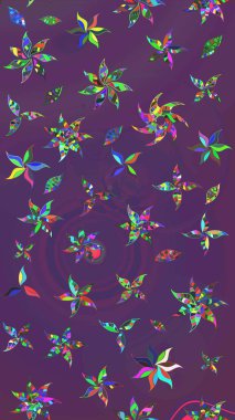 Tekrarlayan çiçek arkaplanı, zarif mor ve menekşe çiçekli duvar kağıdı. Mor ve mor renkler üzerine çiçek desenli çizimler, el yapımı papatyalar, papatyalar..