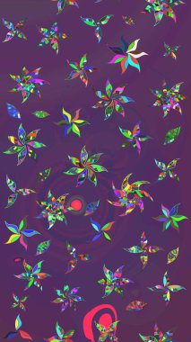 Egzotik çiçekler, mor ve menekşe renkleri üzerine botanik ve parlak klasik doğa. Raster illüstrasyonu. Klasik tropikal doğal elementlerin suluboya seti.