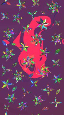 Yumuşak, bahar çiçekleri mor ve pembe renklerde. Raster illüstrasyonu. Raster çiçek desenli ve çiçekli..