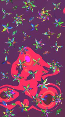 Mor ve pembe renkte çiçekler. Elle boyanmış suluboya resim çizimi çiçekler ve bitkiler.