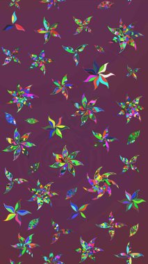 Raster suluboya çiçek deseni, narin çiçekler, kahverengi ve mor çiçekler, tebrik kartı şablonu. Güzel kumaş deseni.