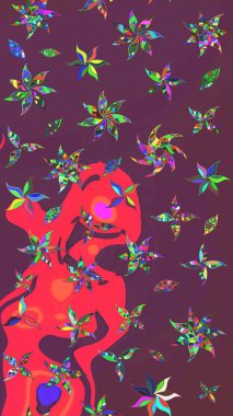 Çizim çiçek deseni duvar kağıdı, web sitesi arka planı, ambalaj kağıdı, davetiye, broşür, afiş veya web sitesi için kullanılabilir. El çizimi Raster çizimi. Parlak elementlerin.