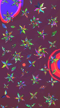 Kahverengi ve mor renkli etnik çiçekli zarif eskiz deseni. Raster Çiçek İllüstrasyonu güzel tekstil..