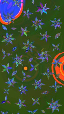 Güzel çiçek deseni. Yeşil ve mavi renkte çiçekler. Renkli Bahar Teması eskiz kalıbı. Düz Çiçek Elementleri Tasarımı.