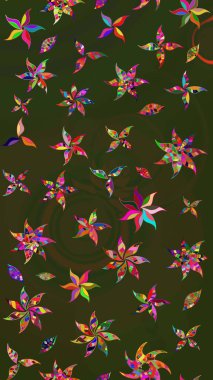 Raster illüstrasyonu. Çizim çiçek deseni duvar kâğıdı olarak kullanılabilir. Yeşil ve gri renkte çiçekler.