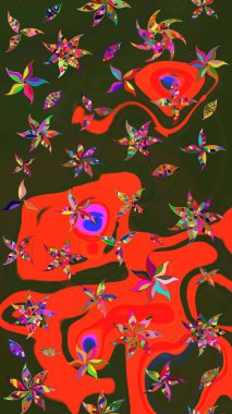 Bahar çiçekleriyle güzel bir çiçek deseni çizmişsin. Raster illüstrasyonu. Güzel kumaş deseni.