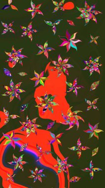 Küçük çiçekteki sevimli çiçek deseni. Yeşil ve gri renkte çiçekler.