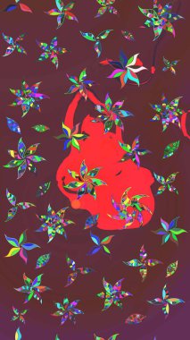 Kahverengi ve kırmızı renklerde. Kahverengi ve kırmızı renkte kahverengi ve kırmızı papatya deseni. Raster illüstrasyonu.