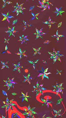 Kahverengi ve yeşil renkli çiçekler. Küçük çiçekte sevimli çiçek deseni var..