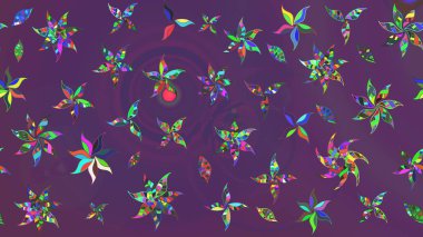 Mor ve mor renklerde. Raster illüstrasyonu. Mor ve menekşe renginde mor ve mor papatya deseni.