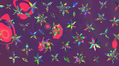 Çizim çiçek deseni duvar kâğıdı olarak kullanılabilir. Raster illüstrasyonu. Mor ve mor renkte çiçekler.