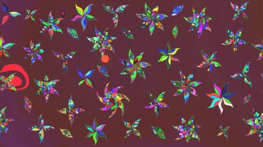 Şirin, zarif çiçekler Raster illüstrasyonu. Yapraklı çizim şekli. Davetiye ve kartpostal tasarımı için dekoratif çiçek unsurları. Tekstil için figür. Poster veya kapak için arkaplan.