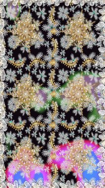 Kusursuz kıvırcık saçlar. Doğulu stili, altın elementli gri ve siyah renkli altın desenli arabesk yapar. Raster altın desen.