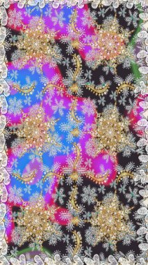 Doğulu stil altın deseni gri ve nötr renklerde altın elementlerle donatır. Raster altın desen. Kusursuz kıvırcık saçlar..