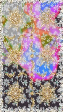 Gri ve nötr renklerde altın desenler ve altın elementler. Kusursuz klasik altın desen. Raster geleneksel oryantasyon süsü.