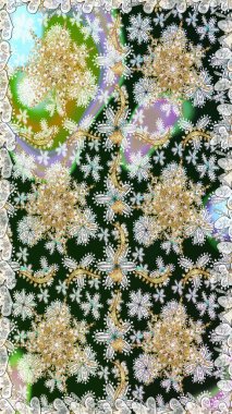 Geleneksel klasik altın desen. Gri ve nötr renklerde altın desenler ve altın elementler. Barok tarzında kusursuz bir doğulu süsü. Raster doğulu süsü.